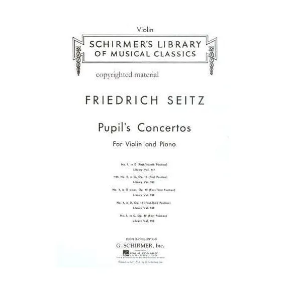 Schirmer Seitz Schülerkonzert Nr. 2 G-Dur Op. 13 Noten Violine