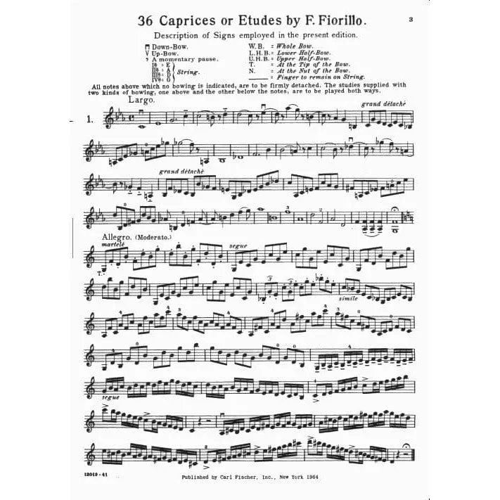 Carl Fischer Fiorillo 36 Etüden Violinnoten Singer