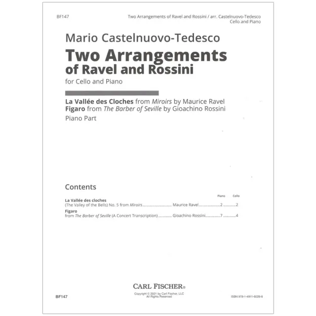 Shar Music Castelnuovo-Tedesco Ravel Rossini Cello Klavier Noten