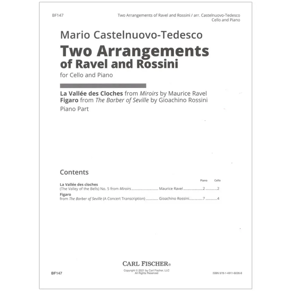 Shar Music Castelnuovo-Tedesco Ravel Rossini Cello Klavier Noten