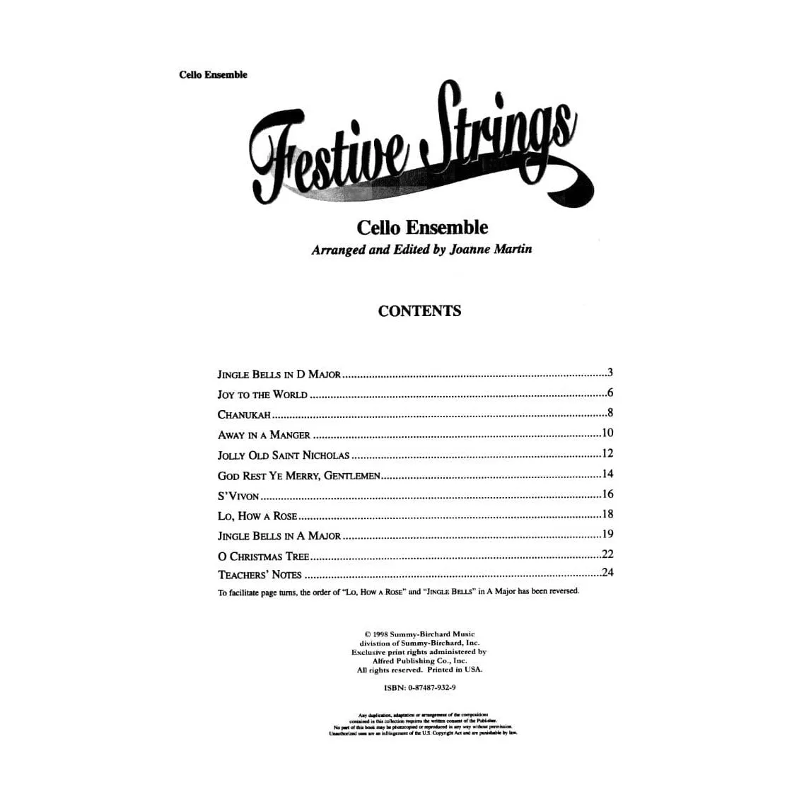 Alfred Martin Festive Strings Celloensemble 4 Cellos Noten
