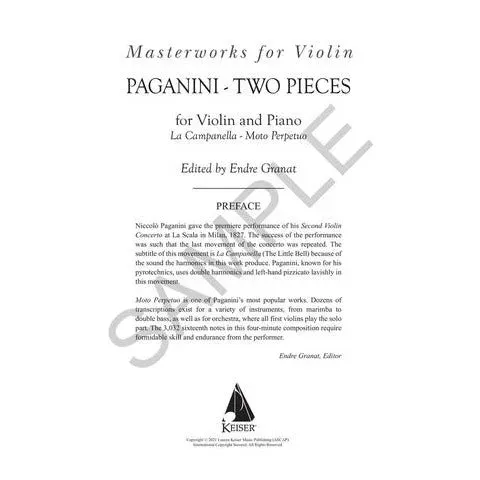 Paganini La Campanella Moto Perpetuo Violine Klavier Noten