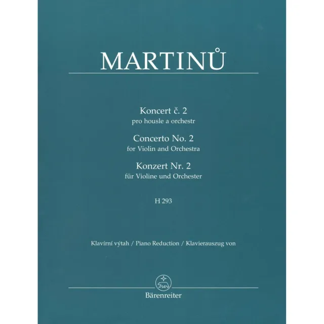 Bärenreiter Martinu Konzert Nr. 2 Violinenoten Klavierauszug Urtext