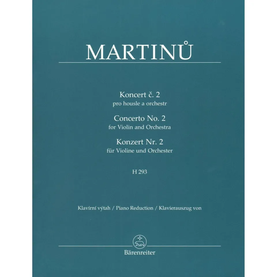 Bärenreiter Martinu Konzert Nr. 2 Violinenoten Klavierauszug Urtext