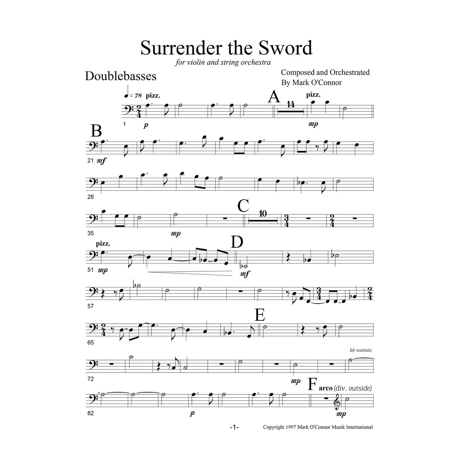 Mark O’Connor Surrender The Sword Geigennoten Download