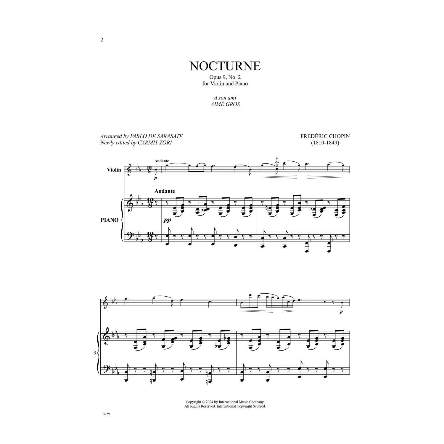 International Chopin Nocturne Op 9 Nr 2 Violinnoten mit Klavier