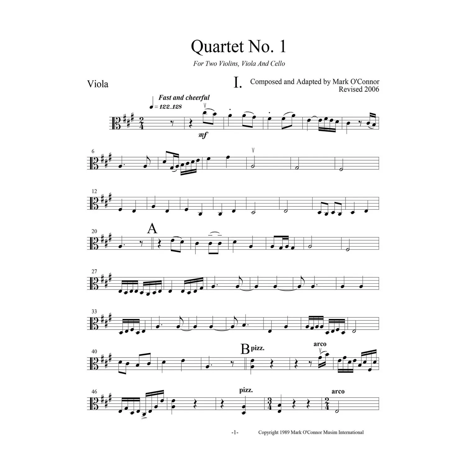 Mark O'Connor Quartet Bratschenstimme Noten Download