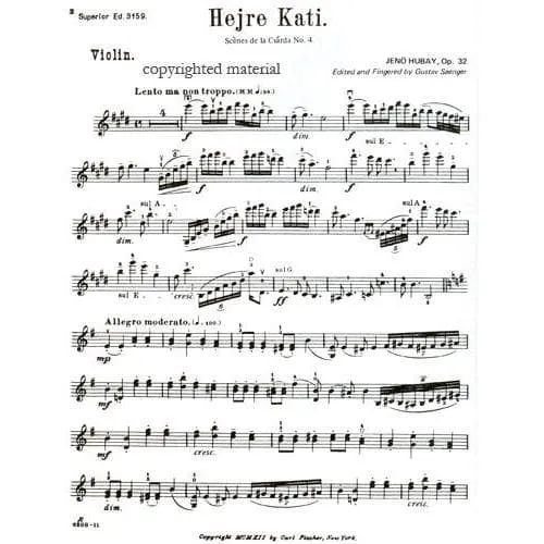 Carl Fischer Hubay Hejre Kati Op 32 Nr 4 Noten Violine Klavier