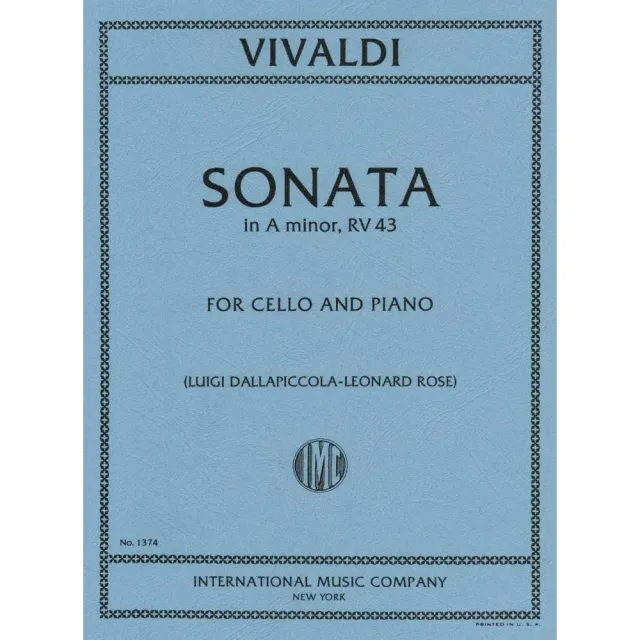 International Vivaldi Sonata a-Moll RV 43 Noten Cello leicht