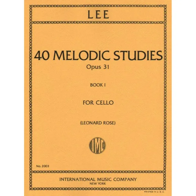 International Lee 40 Studien op.31 Vol.1 Noten Cello