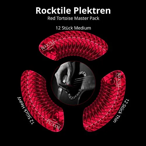 Rocktile Plektren Red Tortoise 36er Set Thin Medium Heavy