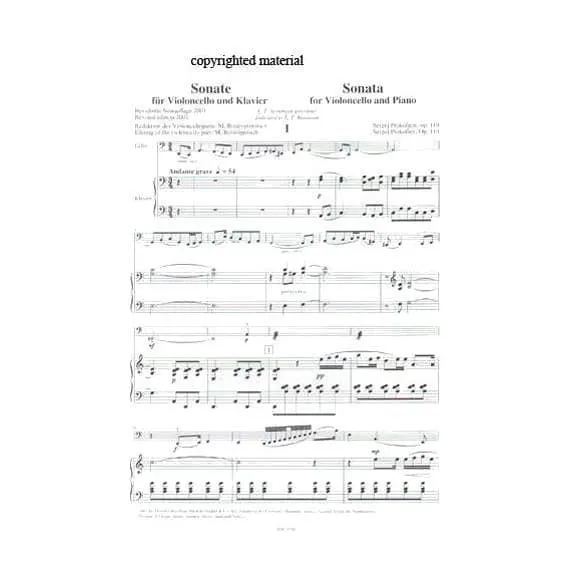 Sikorski Prokofjew Cello-Sonate C-Dur op.119 Noten Cello Klavier