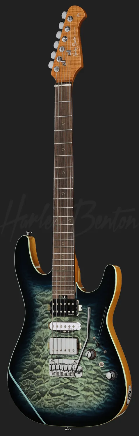 Harley Benton Progressive Fusion-IV HSH RW QBLB E-Gitarre Quilt Blue Burst