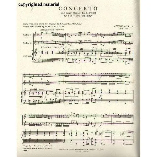 International Vivaldi Konzert a-moll Op 3 Nr 8 Noten 2 Violinen