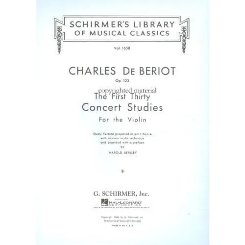 Bériot First 30 Concert Studies Op. 123 Noten Violine Konzert