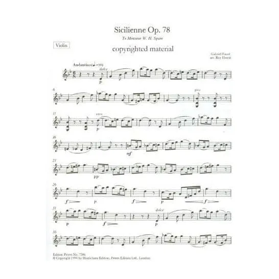 Fauré Sicilienne Op 78 Noten Violine Viola Klavier Howat