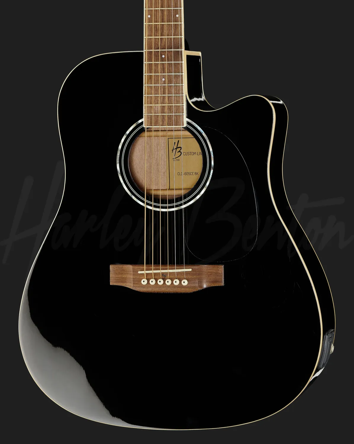 Harley Benton Custom CLD-60SCE Westerngitarre Schwarz Elektro
