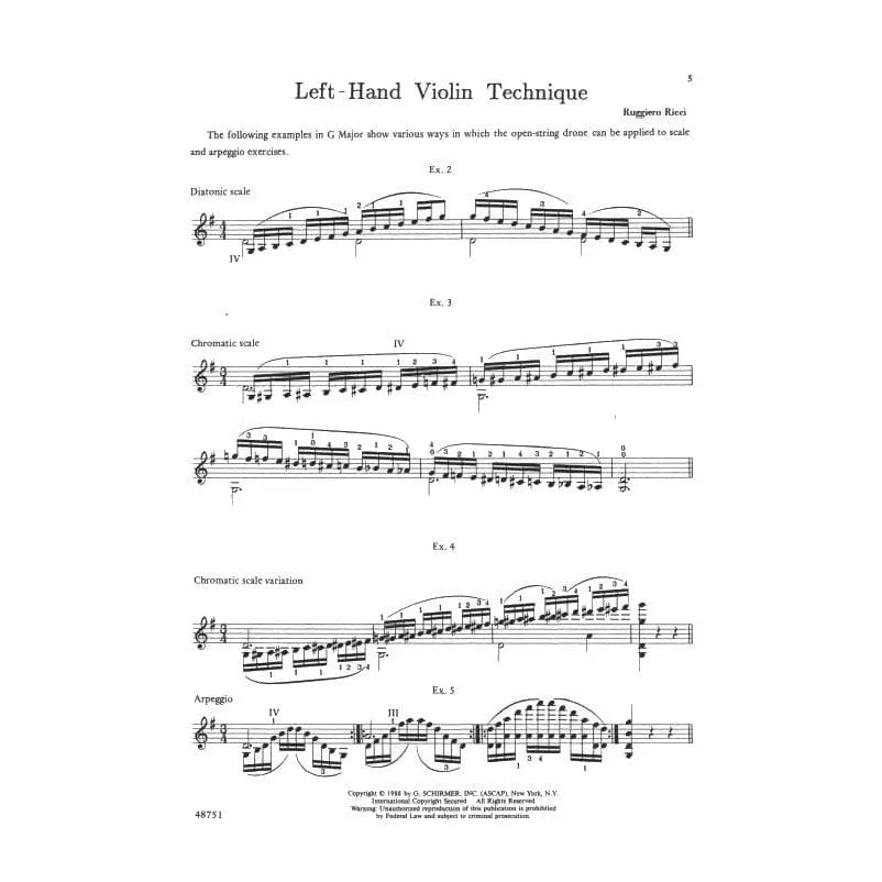 Shar Ricci Left Hand Violin Technique Noten Violine G Schirmer