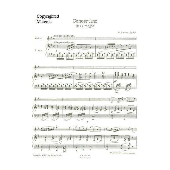 Shar Music Rieding Concertino G-Dur Op 24 Noten Violine Klavier