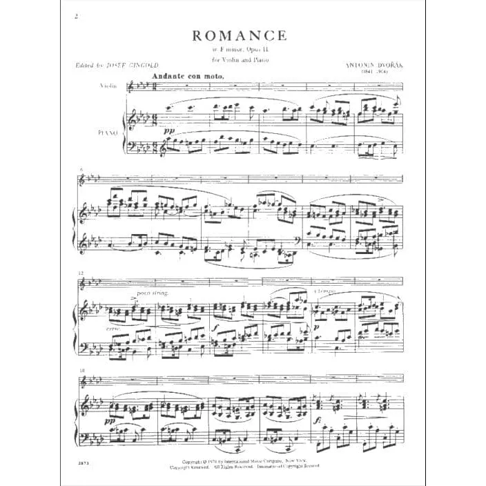 Dvorak Romance f-moll Op.11 Violinnoten Gingold