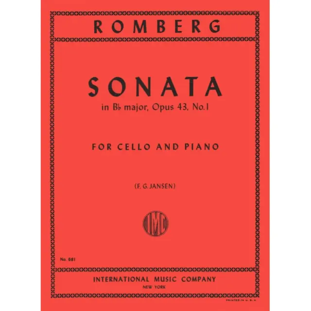 Shar Music Romberg Cello-Sonate B-Dur op. 43 Nr. 1 Noten Cello Klavier