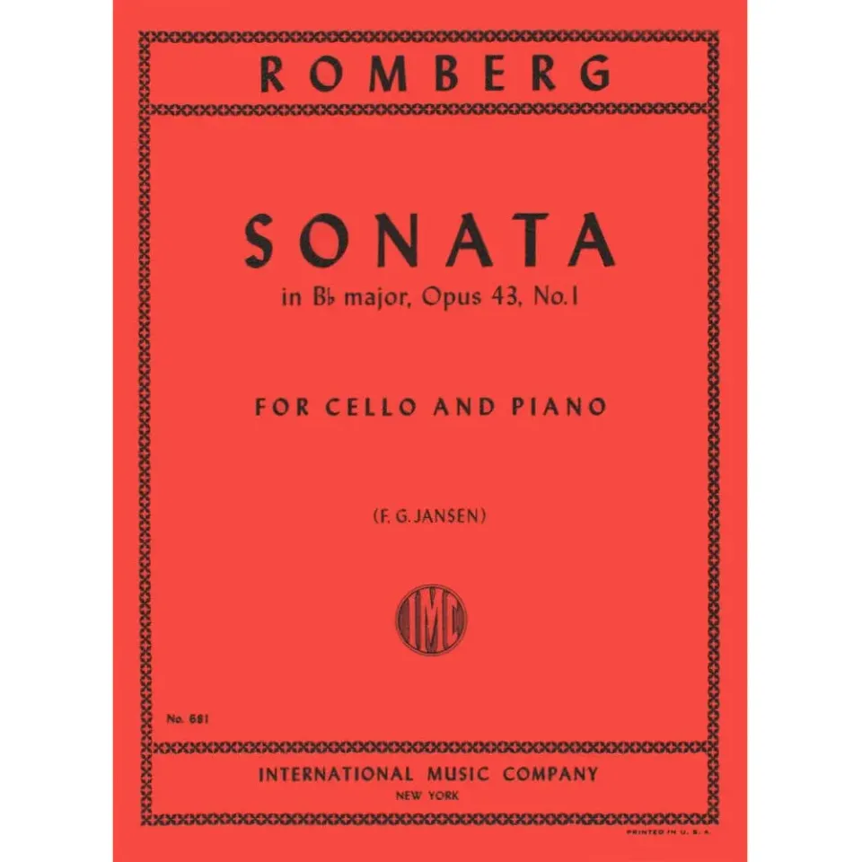 Shar Music Romberg Cello-Sonate B-Dur op. 43 Nr. 1 Noten Cello Klavier