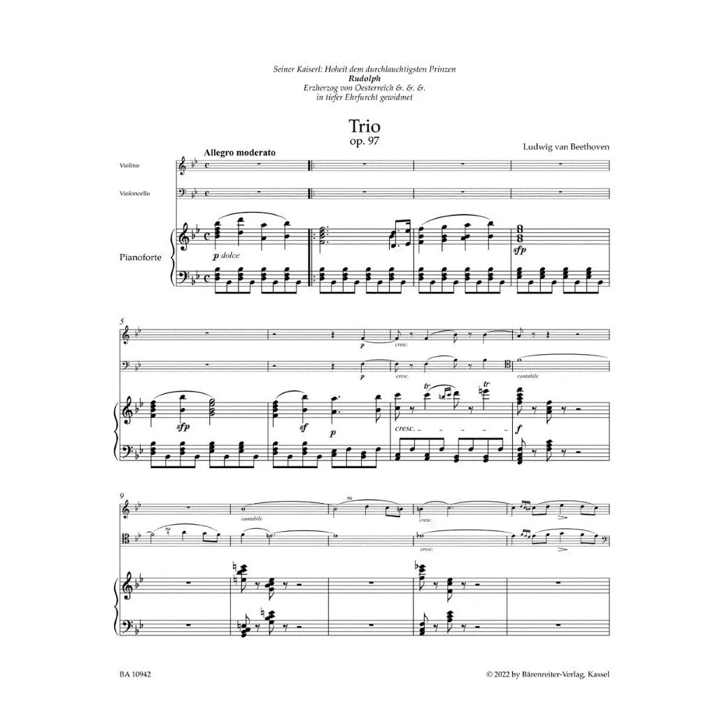 Bärenreiter Beethoven Trio B-Dur op. 97 Noten Urtext