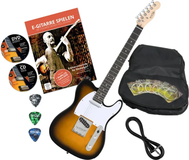 Rocktile Pro TL100-SB E-Gitarre Sunburst Set mit Zubehör