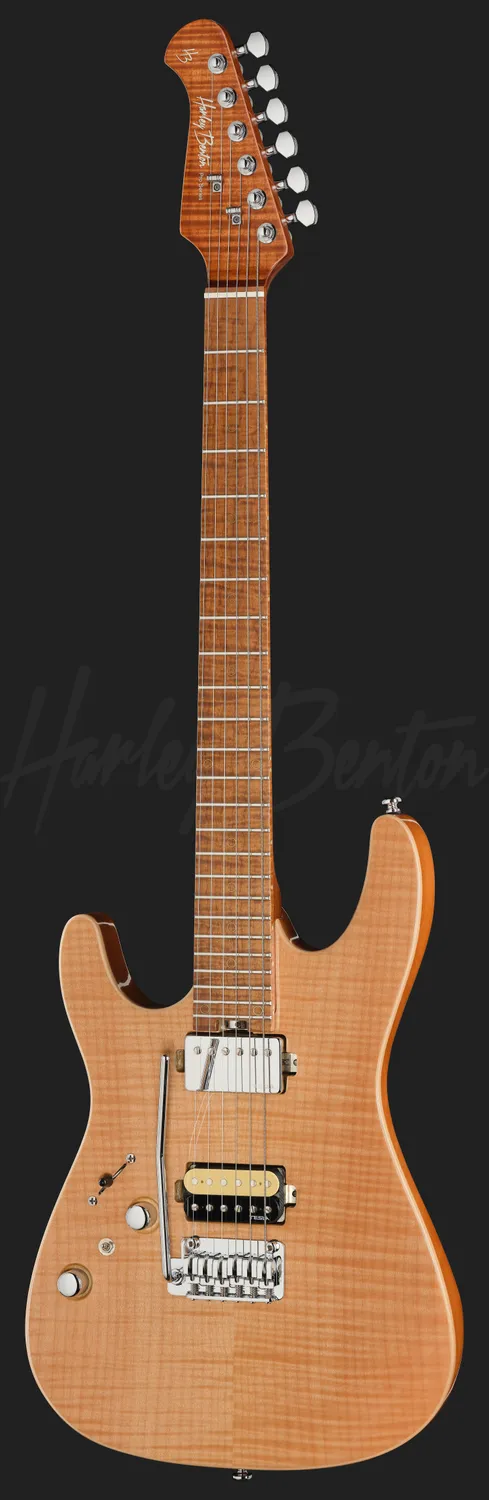 Harley Benton Fusion-IV HH LH MN FNT E-Gitarre Flame Natural Linkshänder