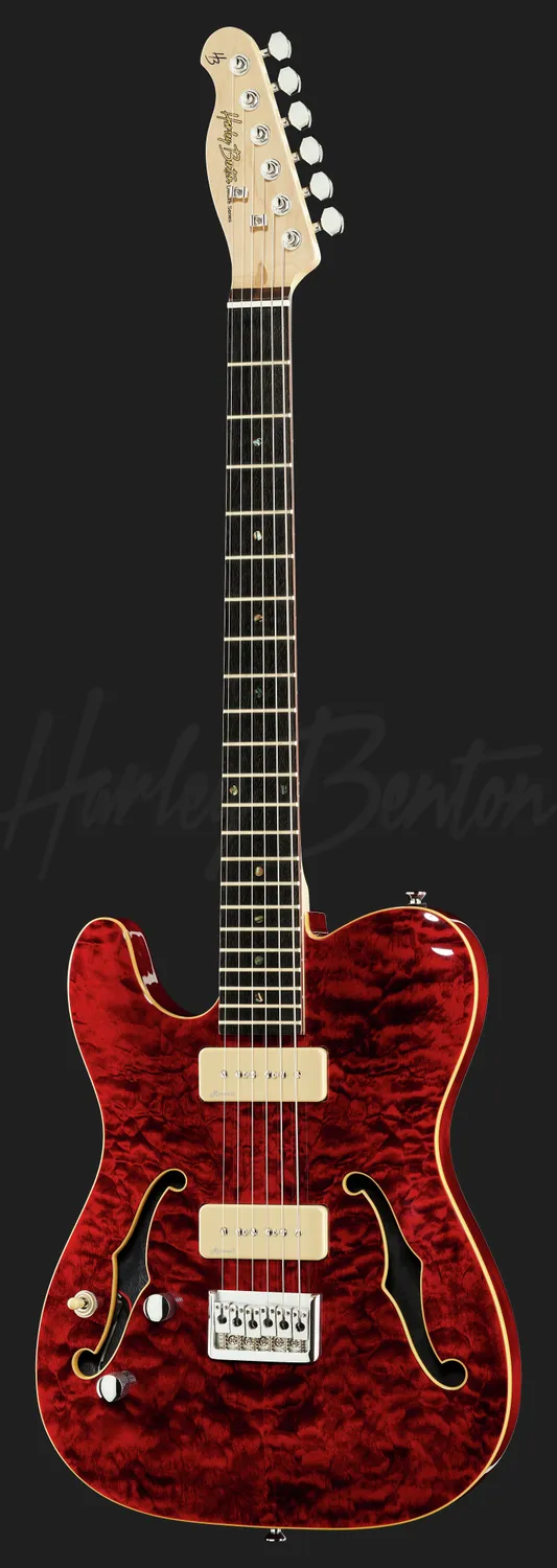 Harley Benton TE-90QM LH E-Gitarre Rot P90 Linkshänder