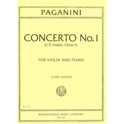 International Paganini Konzert Nr.1 D-Dur op.6 Noten Violine