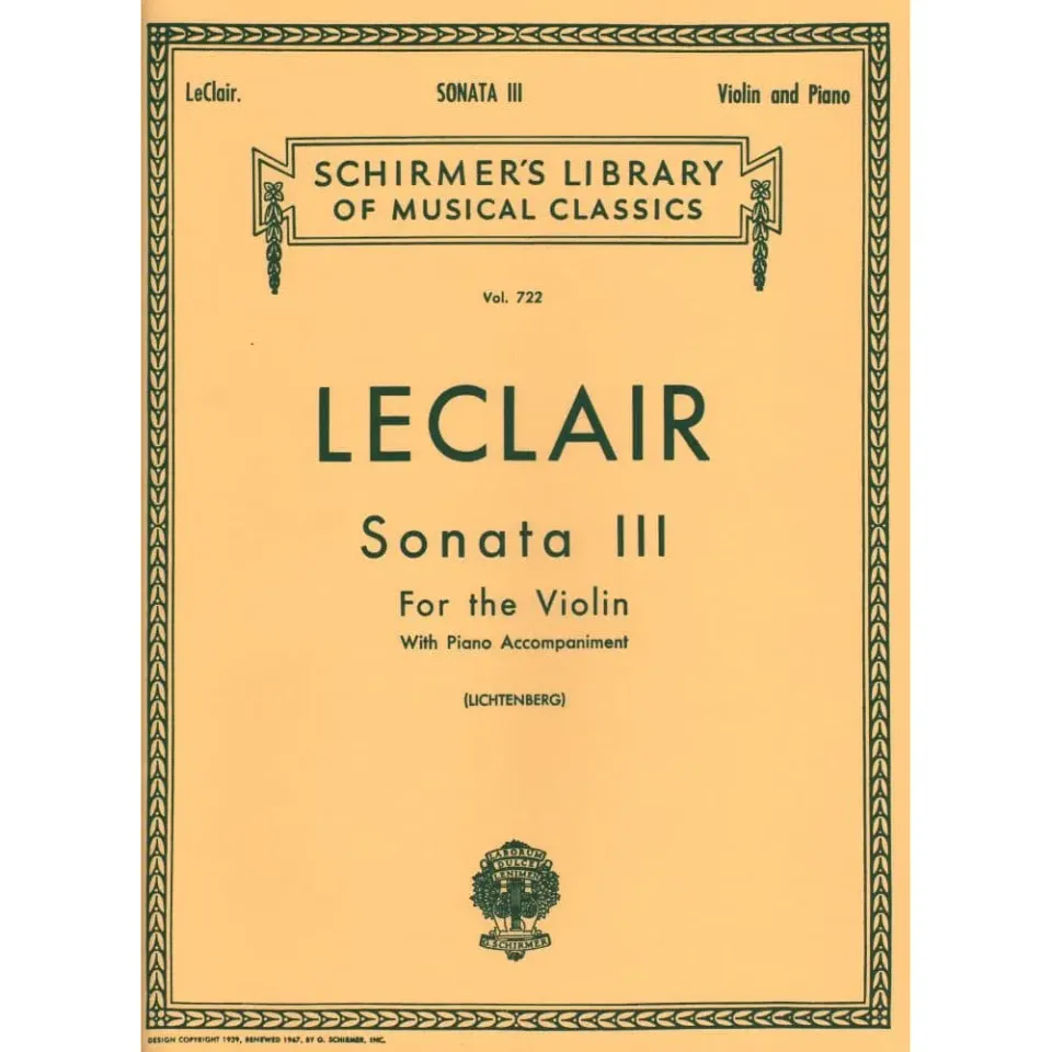 Schirmer Leclair Sonate D-Dur Op 9 Nr 3 Violine Klavier
