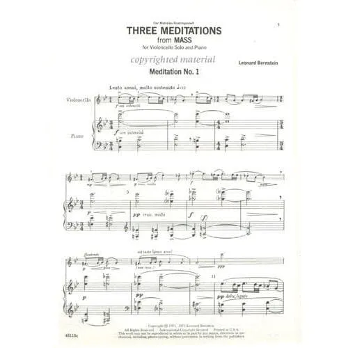 Shar Music Bernstein 3 Meditations Noten für Cello
