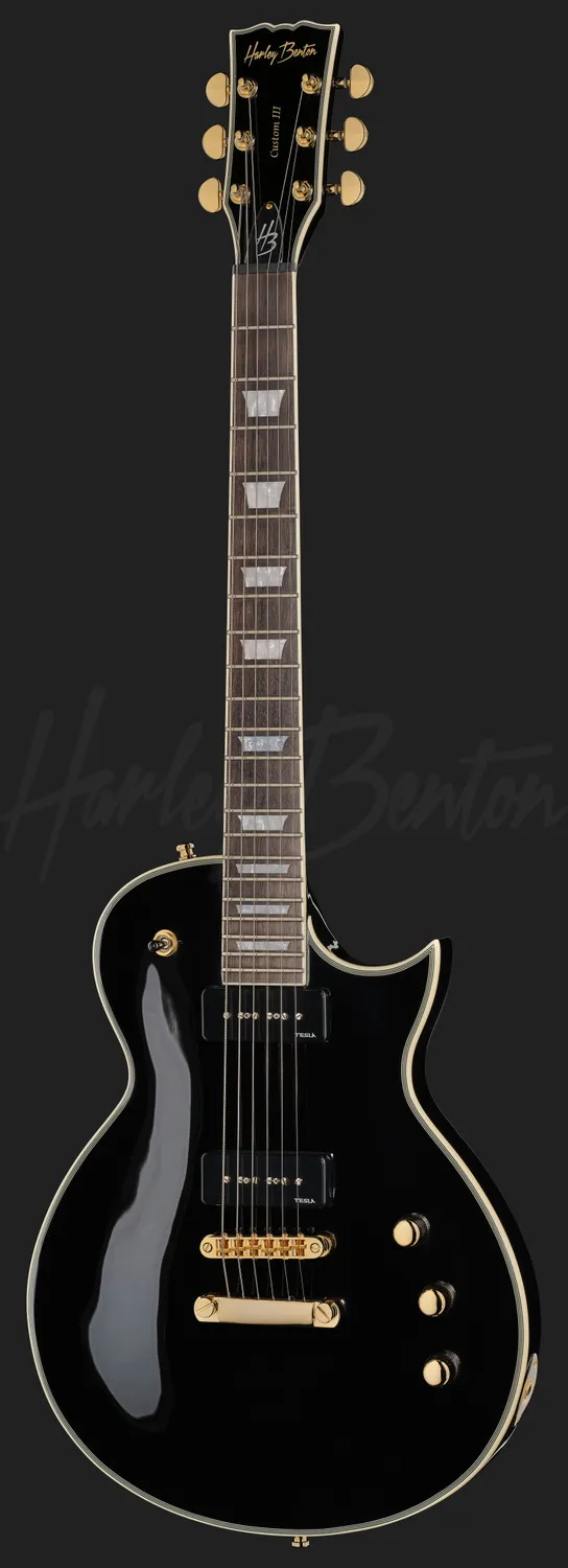 Harley Benton SC-Custom III P90 E-Gitarre Black Meranti