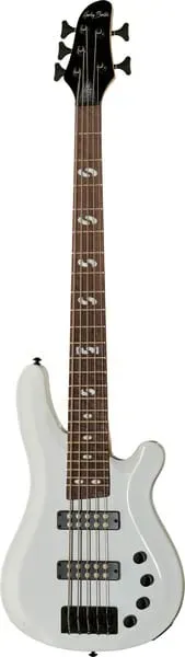 Harley Benton Pro B-550 E-Bass 5-Saiter Weiß Aktiv 24 Bünde
