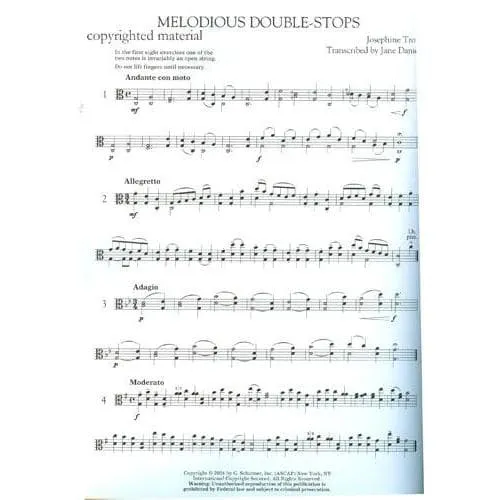 Schirmer Trott Melodious Double Stops Viola Heft 1