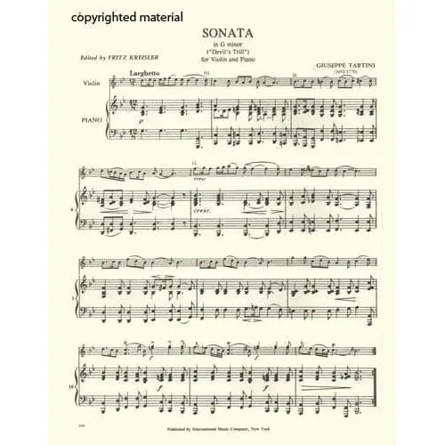 Shar Music Tartini Devil's Trill g-Moll Noten Violine Klavier