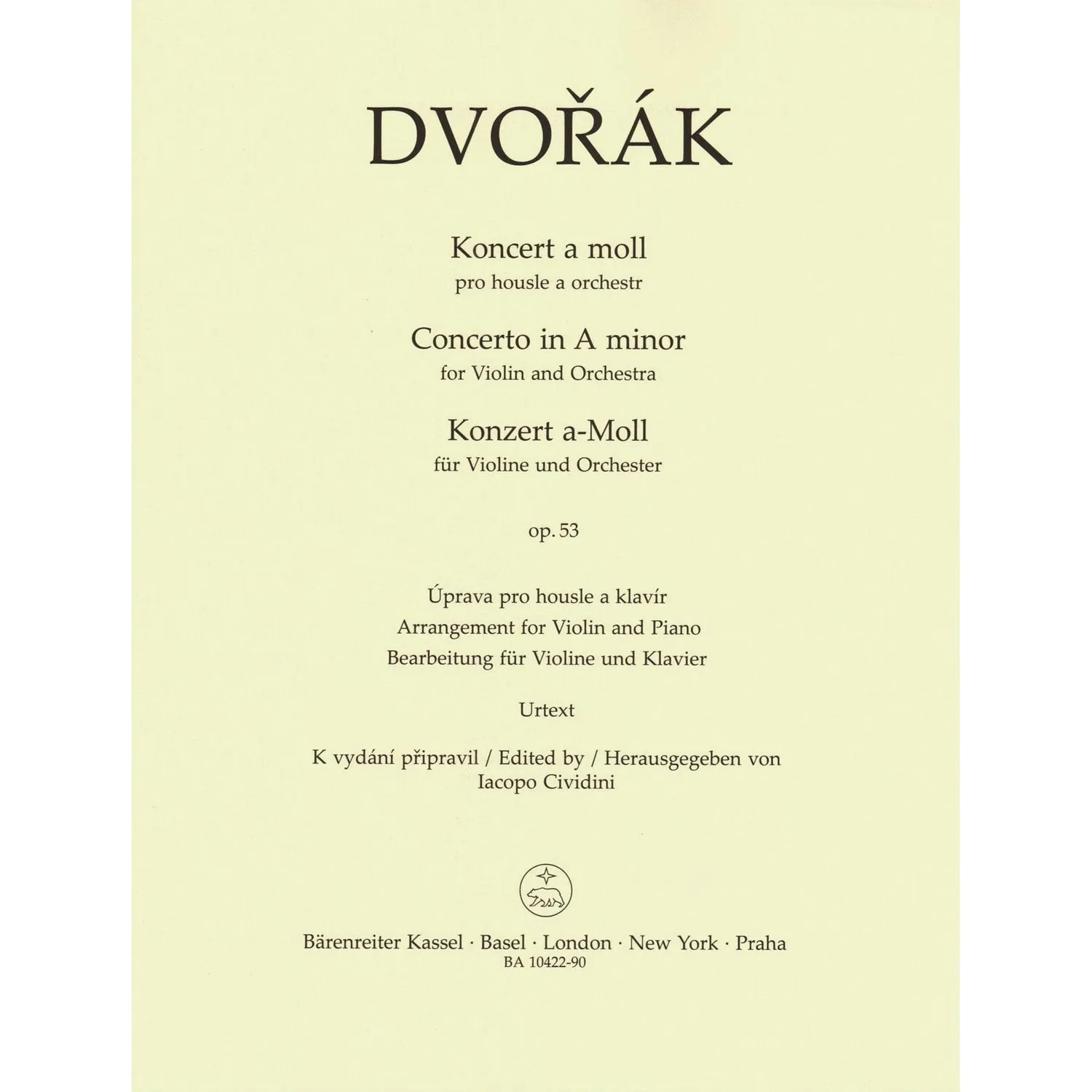 Bärenreiter Dvorak Konzert op. 53 Violine Noten Urtext