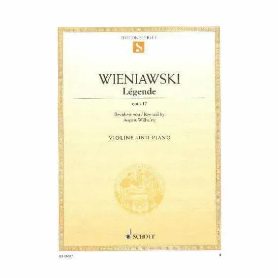 Wieniawski Legende Op.17 Violinenoten mit Klavier Schott