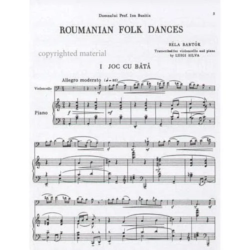 Boosey Bartók Rumänische Volkstänze Sz 68 Noten Cello Klavier