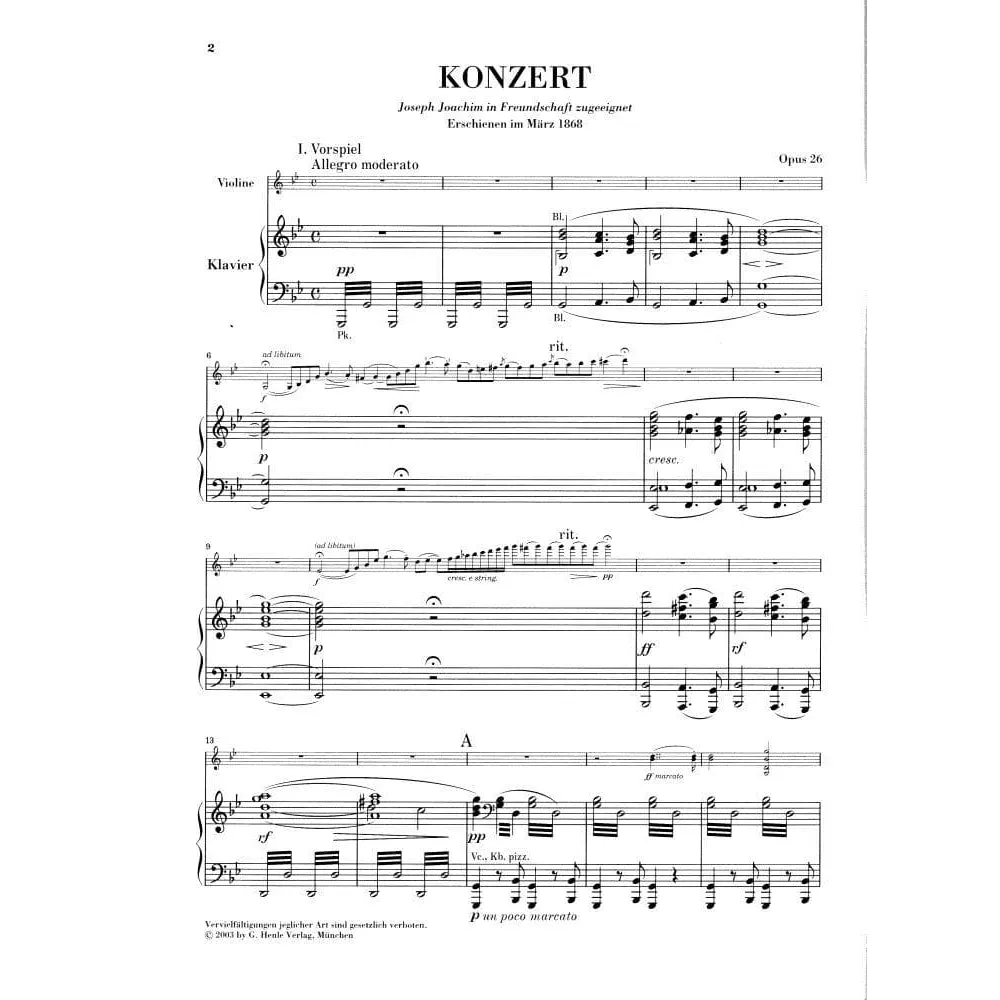 Henle Bruch Konzert Nr.1 g-Moll Op.26 Noten Violine Urtext
