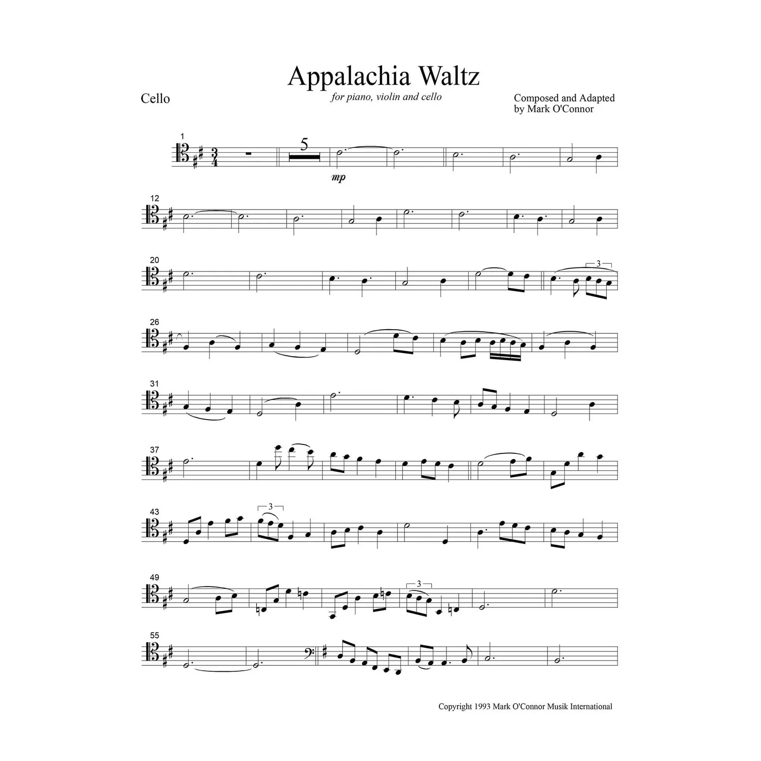 Mark O'Connor Appalachia Waltz Noten Cello Download