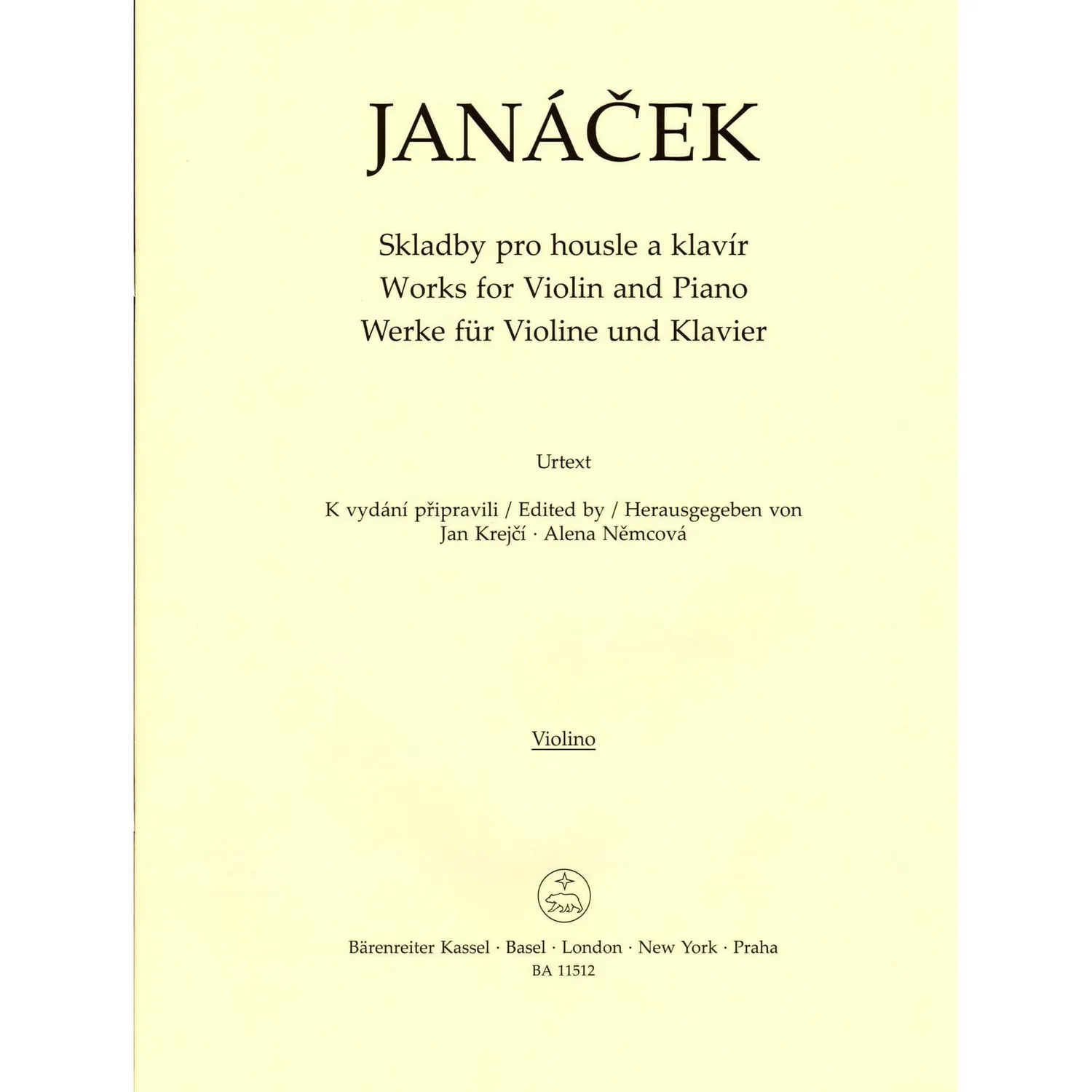Bärenreiter Janacek Werke Violine Klavier Urtext Noten