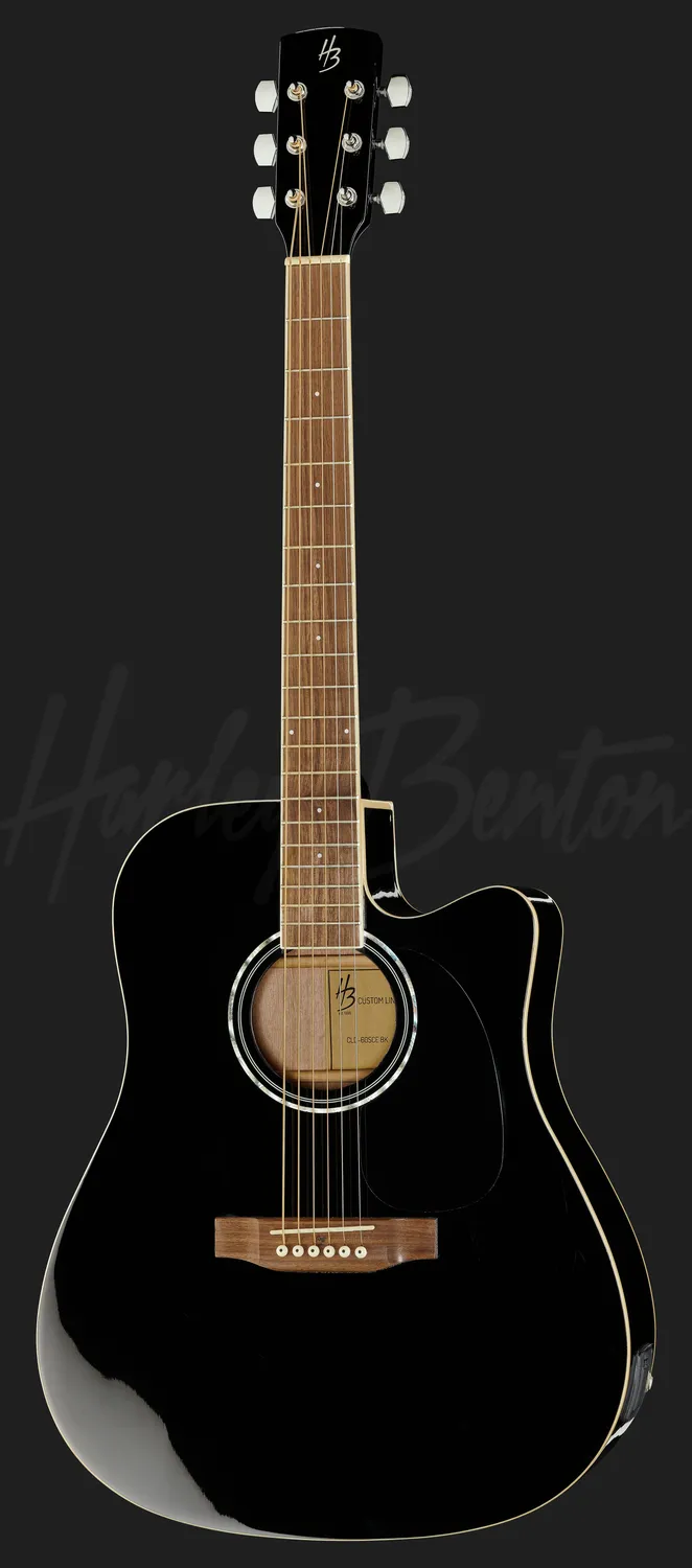 Harley Benton Custom CLD-60SCE Westerngitarre Schwarz Elektro