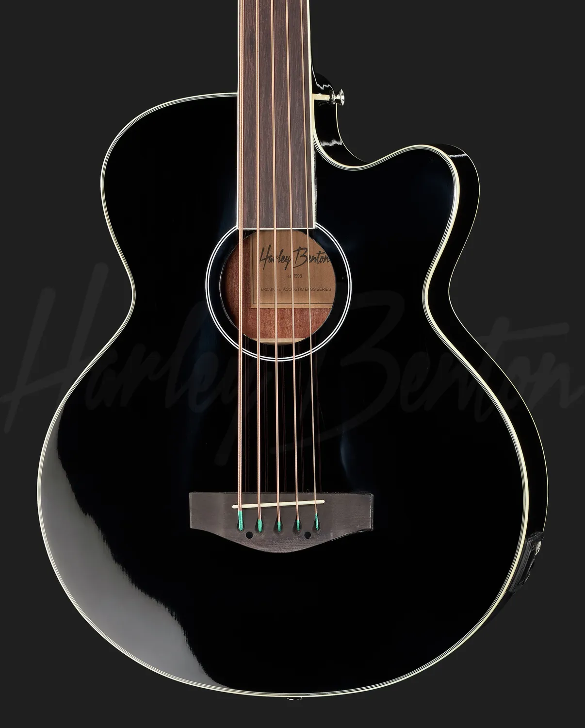 Harley Benton B-35BK-FL 5-Saiter Akustikbass Schwarz bundlos