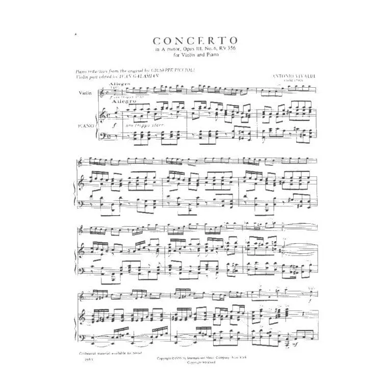 Shar Vivaldi Violinkonzert a-Moll op.3 Nr.6 RV356 Noten Galamian