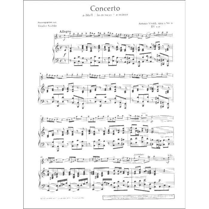 Schott Vivaldi Konzert a-Moll Op.3/6 RV356 Noten Violine Klavier
