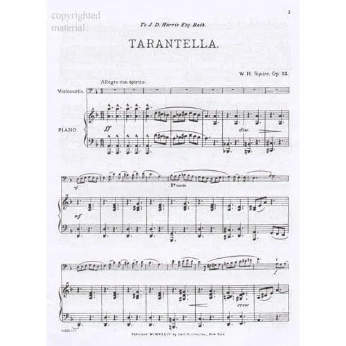 Carl Fischer Squire Tarantella op.23 Cello Klavier Noten