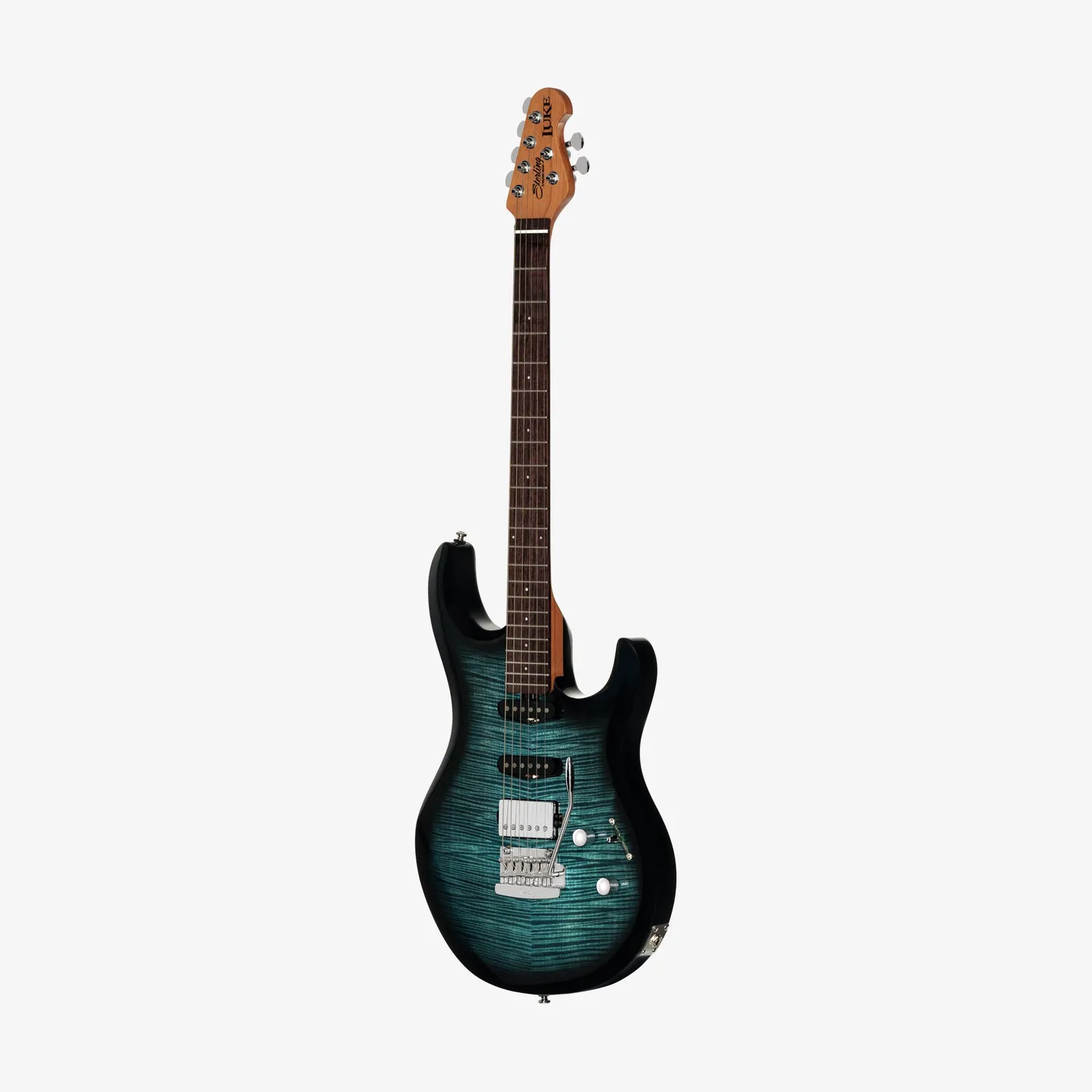 Sterling Luke HSS E-Gitarre Yucatan Blue Flamed Maple