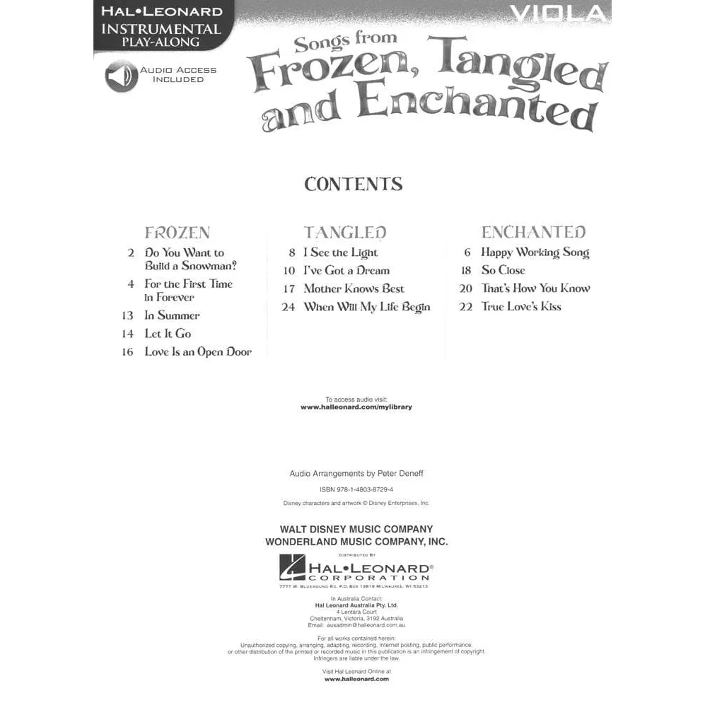 Shar Music Frozen Tangled Enchanted Noten Viola mit Audio